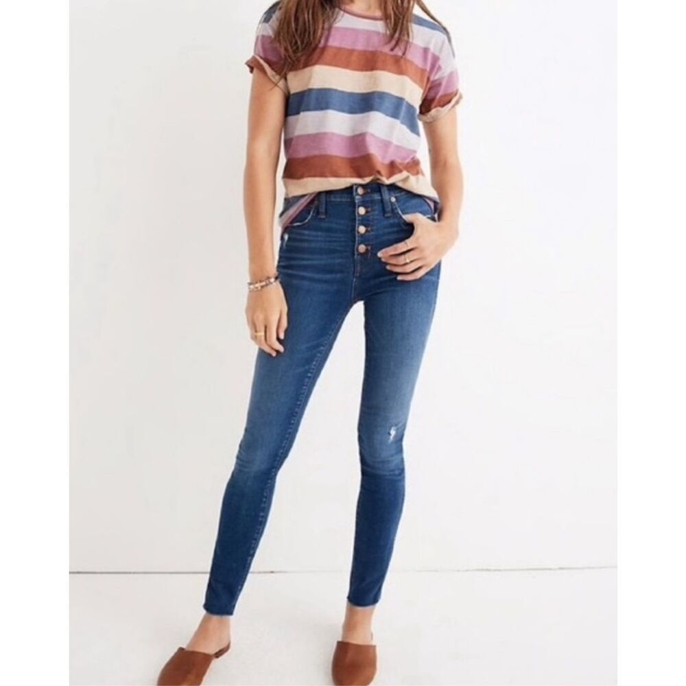 Madewell 10" High-Rise Raw‎ Hem Button Fly Skinny jeans Style# J7914 size…